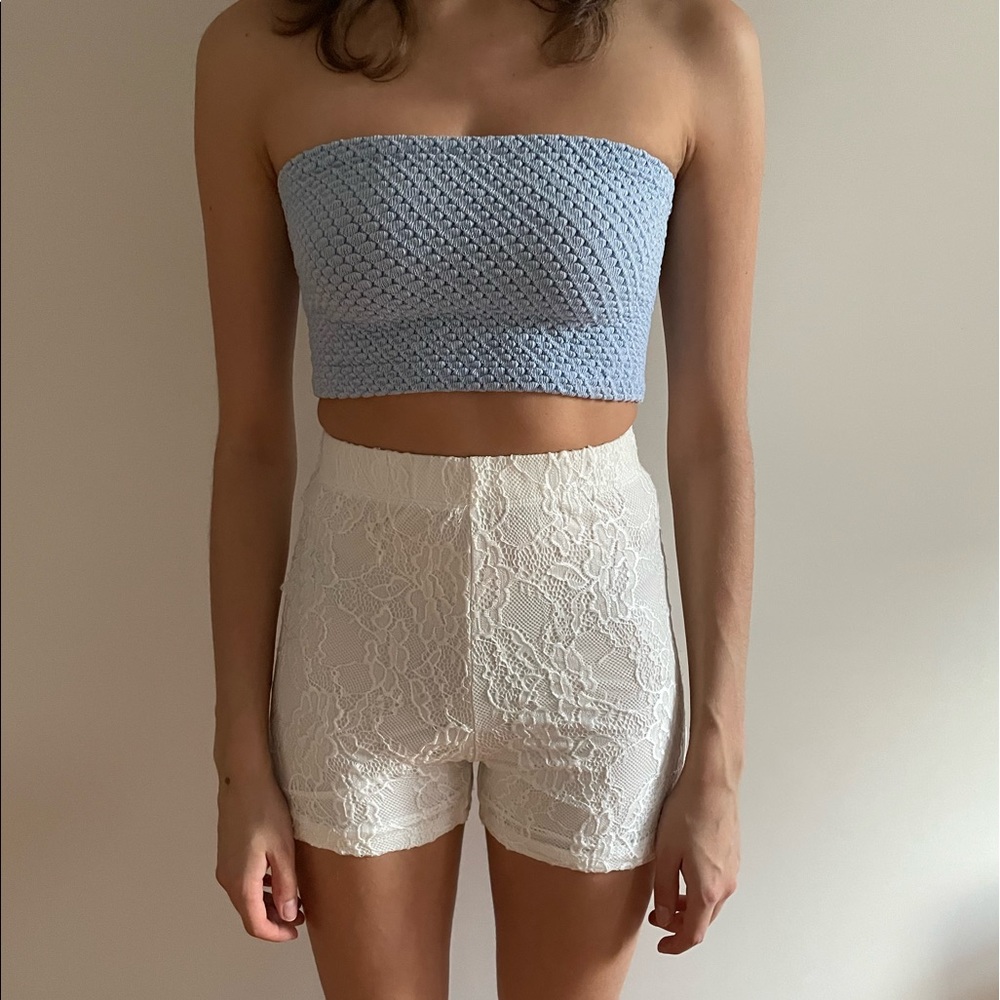 White lace detail biker shorts- Princess Polly